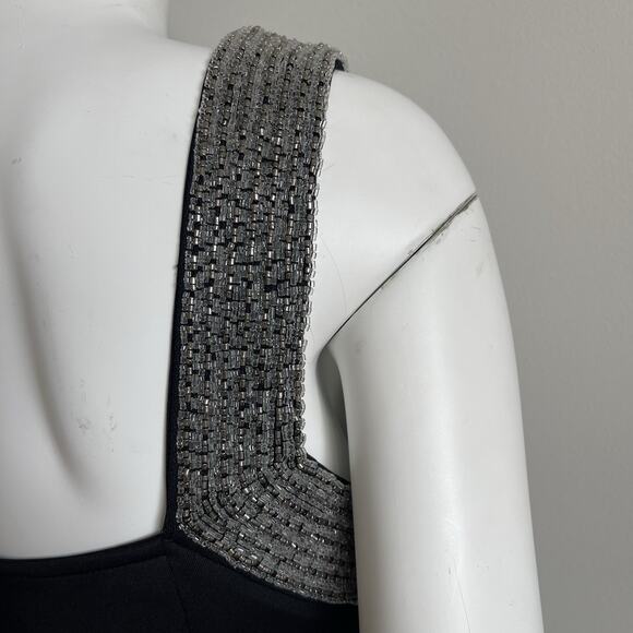 Just Me Embellished Beaded Black Mini Dress Sz Medium Holiday Cocktail Party - Picture 8 of 15